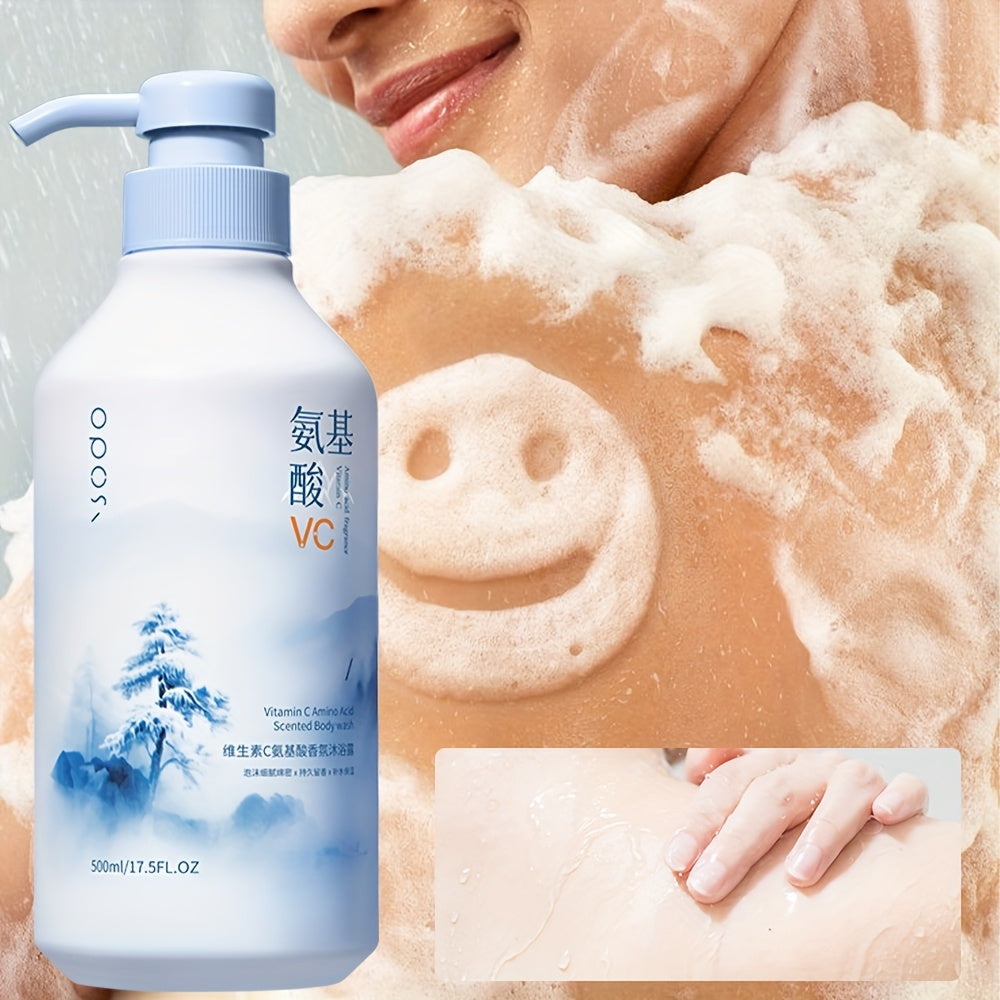 Vitamin C Amino Acid Fragrance Shower Gel - 16.91oz, Fine and Rich Foam, Fresh and Elegant Scent, Long-Lasting Fragrance, Keeps Skin Moisturized and Prevents Dryness, Controls Oil, Gentle Cleansing, No Residue, Practical, Family Size, Suitable for