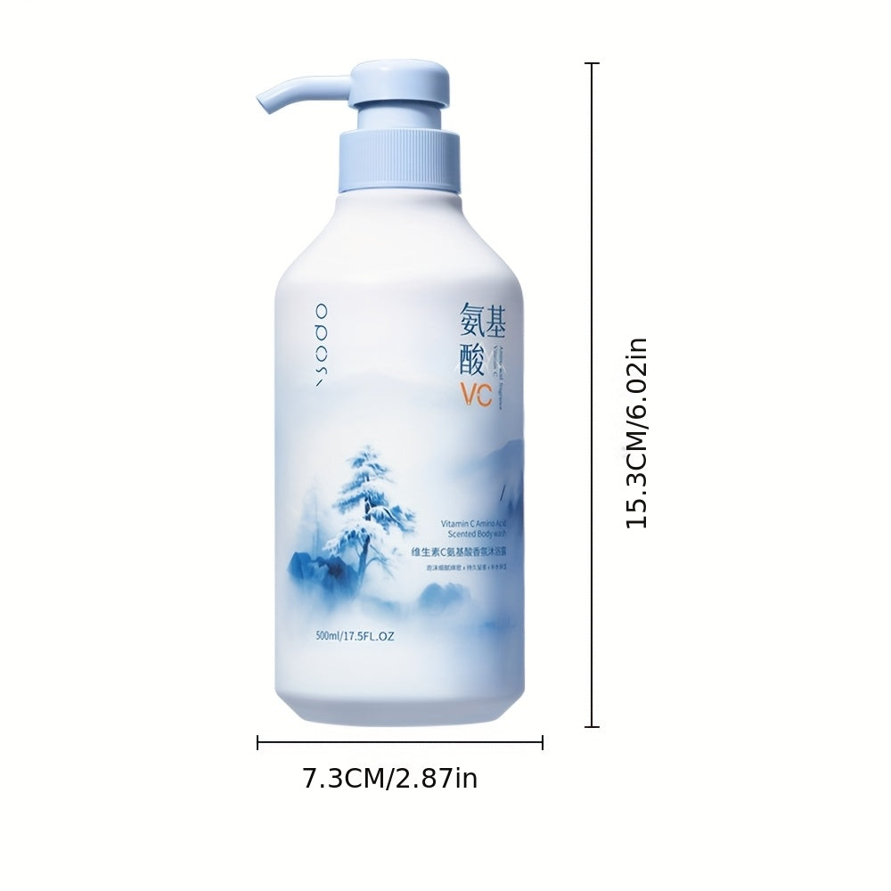 Vitamin C Amino Acid Fragrance Shower Gel - 16.91oz, Fine and Rich Foam, Fresh and Elegant Scent, Long-Lasting Fragrance, Keeps Skin Moisturized and Prevents Dryness, Controls Oil, Gentle Cleansing, No Residue, Practical, Family Size, Suitable for