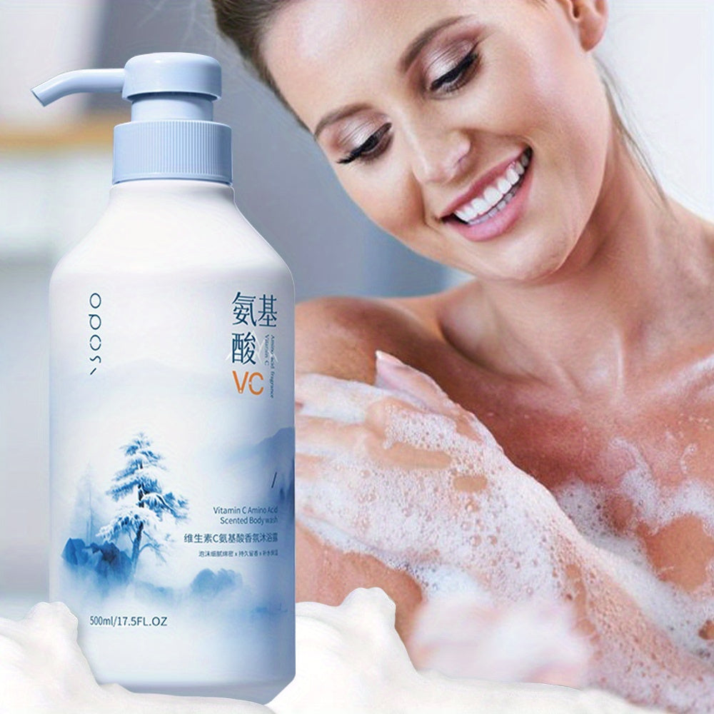 Vitamin C Amino Acid Fragrance Shower Gel - 16.91oz, Fine and Rich Foam, Fresh and Elegant Scent, Long-Lasting Fragrance, Keeps Skin Moisturized and Prevents Dryness, Controls Oil, Gentle Cleansing, No Residue, Practical, Family Size, Suitable for