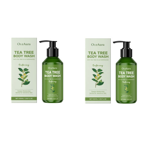 2pcs Oceaura Tea Tree Cleansing Shower Gel - Easy to Rinse, Tightens Facial Skin. Ingredients Are Mild And Deeply Moisturize Skin, Locking in Moisture Without Causing Dryness