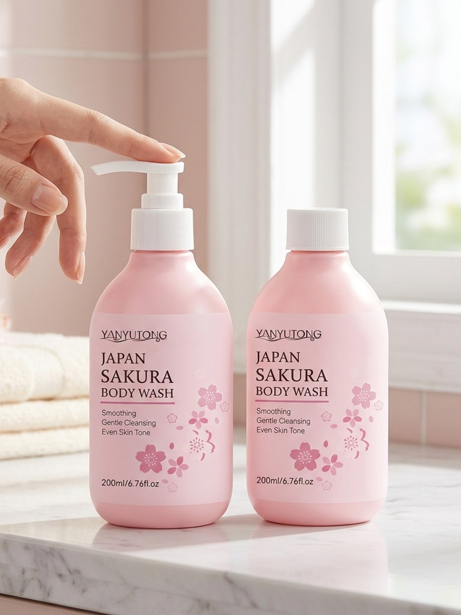 YANYUTONG Body Wash 6.76oz \u002F 6.7fl - Long-Lasting Sakura Scent, Moisturizing Shower Gel Suitable for All Skin Types, &, -Free with Floral Fragrance
