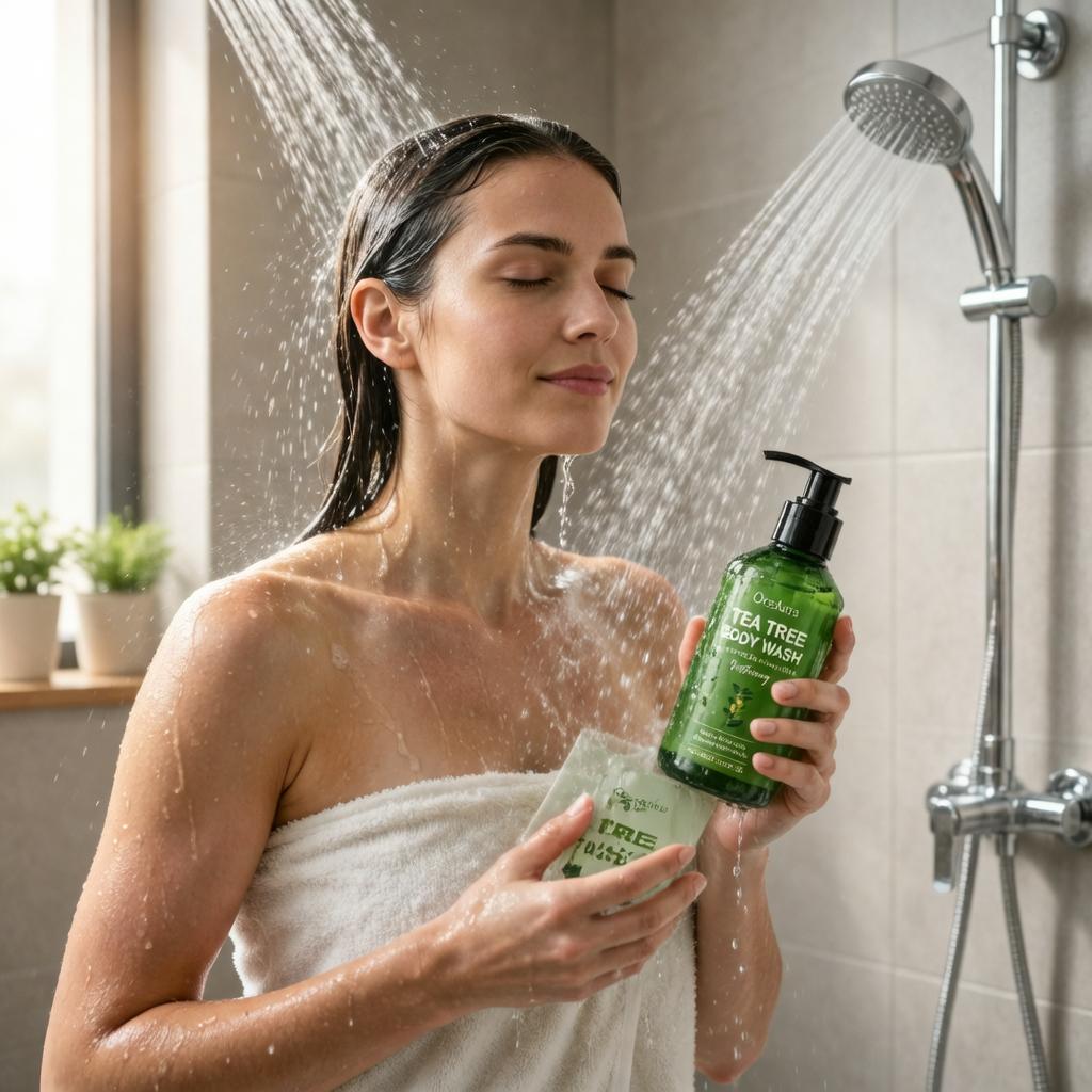 2pcs Oceaura Tea Tree Cleansing Shower Gel - Easy to Rinse, Tightens Facial Skin. Ingredients Are Mild And Deeply Moisturize Skin, Locking in Moisture Without Causing Dryness